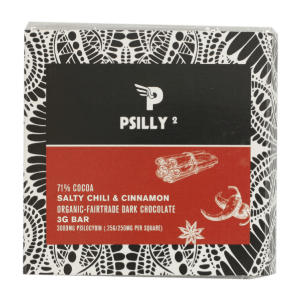 Psilly - Dark Chocolate Bar - Salty Chili & Cinnamon | Buy Mushrooms Online Canada