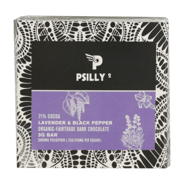 Psilly - Dark Chocolate Bar - Lavender & Black Pepper | Buy Mushrooms Online Canada